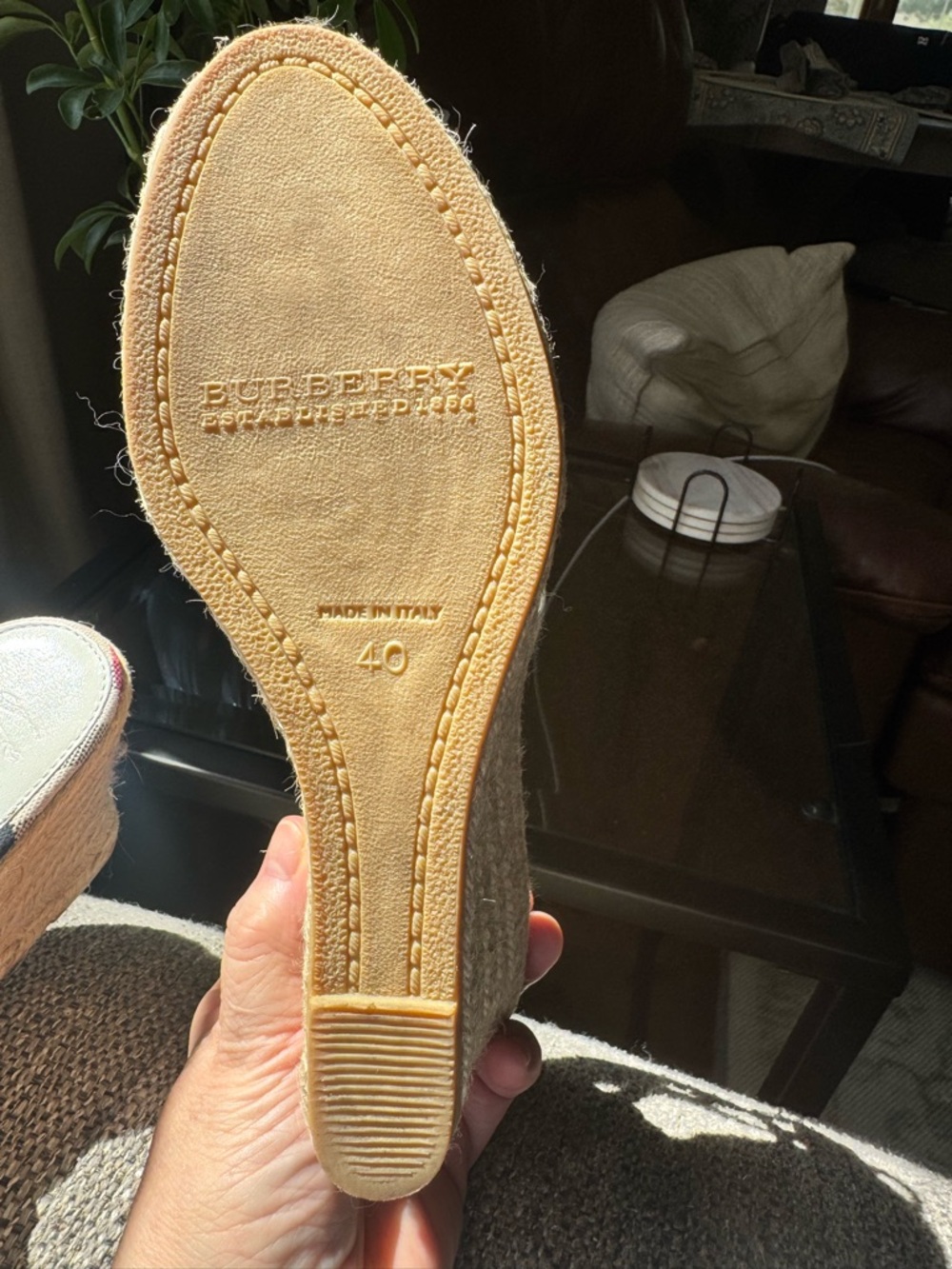 Burberry White Espadrille Wedge Sandals - Size EU 40 - Picture 4 of 14